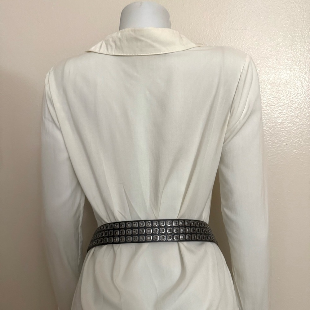 Black PU leather three row grommet belt - Picture 5 of 8